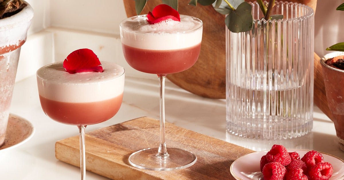 Charm your loved one with this pretty pink Sloe Gin Clover Club!