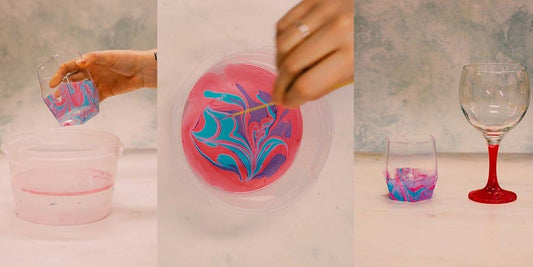 Learn how to marble your old gin bottles and glasses with this fabulous guide! 