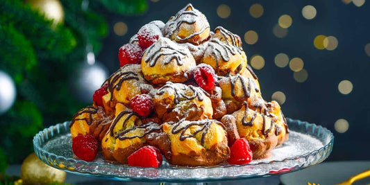These gin-spiked Chocolate & Gingerbread Cream Profiteroles are full of festive spirit!